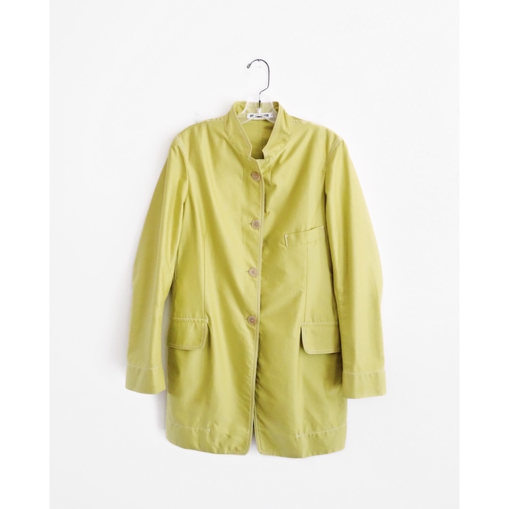 Vtg Jil Sander Yellow Green Cotton Long Blazer 8